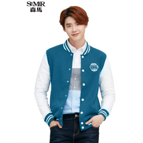 Sima Jacket Spring 2016 New Men's Vertical Collar Straight Splice Baseball Jacket Jacket Korean Fash
